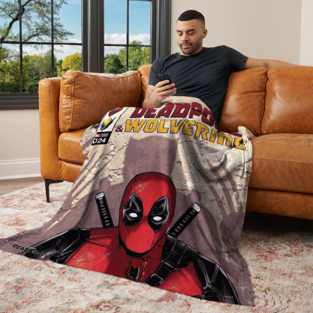 Deadpool & Wolverine Marvel Studios Comic Cover Silk Throw Blanket